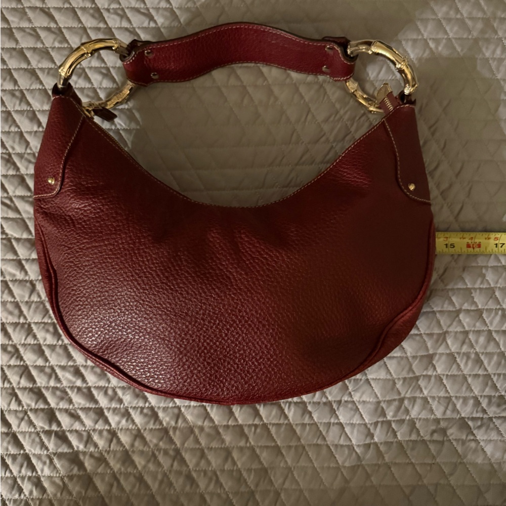 Women's Red Leather Hobo Bag with Gold Hardware